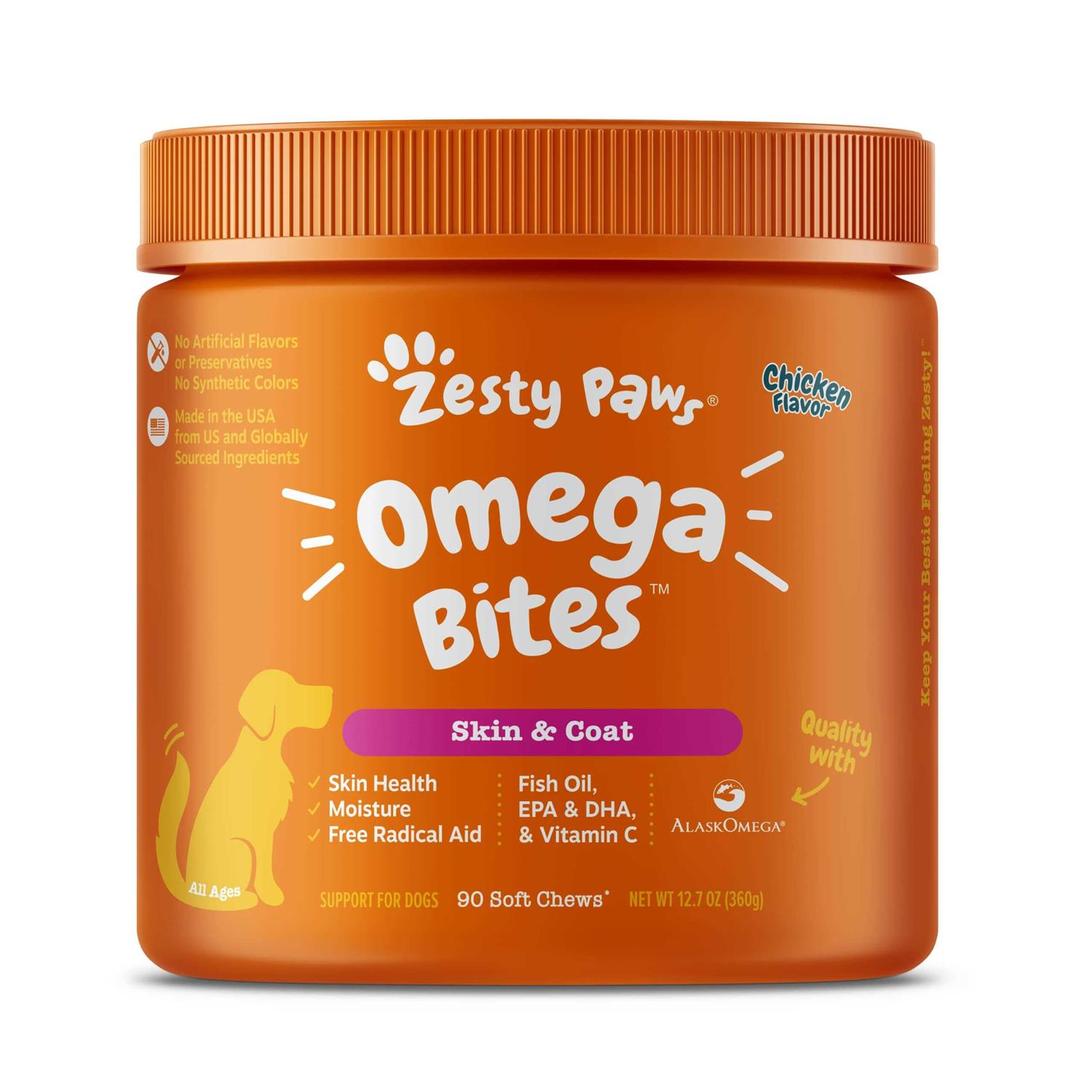 Zesty Paws Omega Bites for Dogs Skin - Healthber