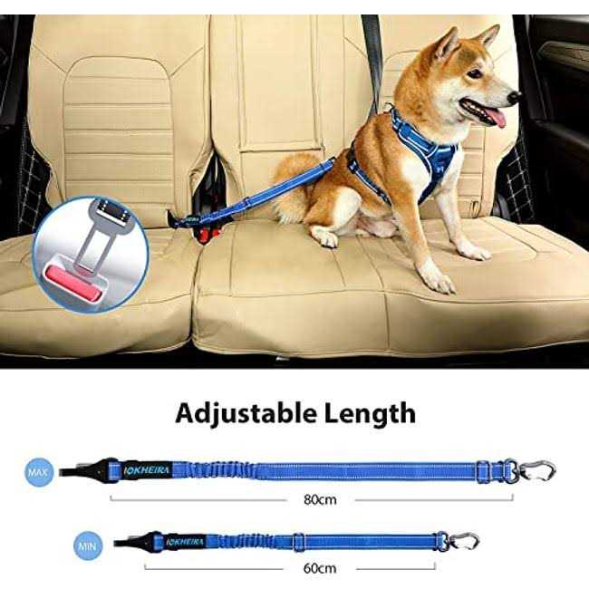 IOKHEIRA Dog Seat Belt Car Harness Seatbelt Car Reflective Bungee - Healthber