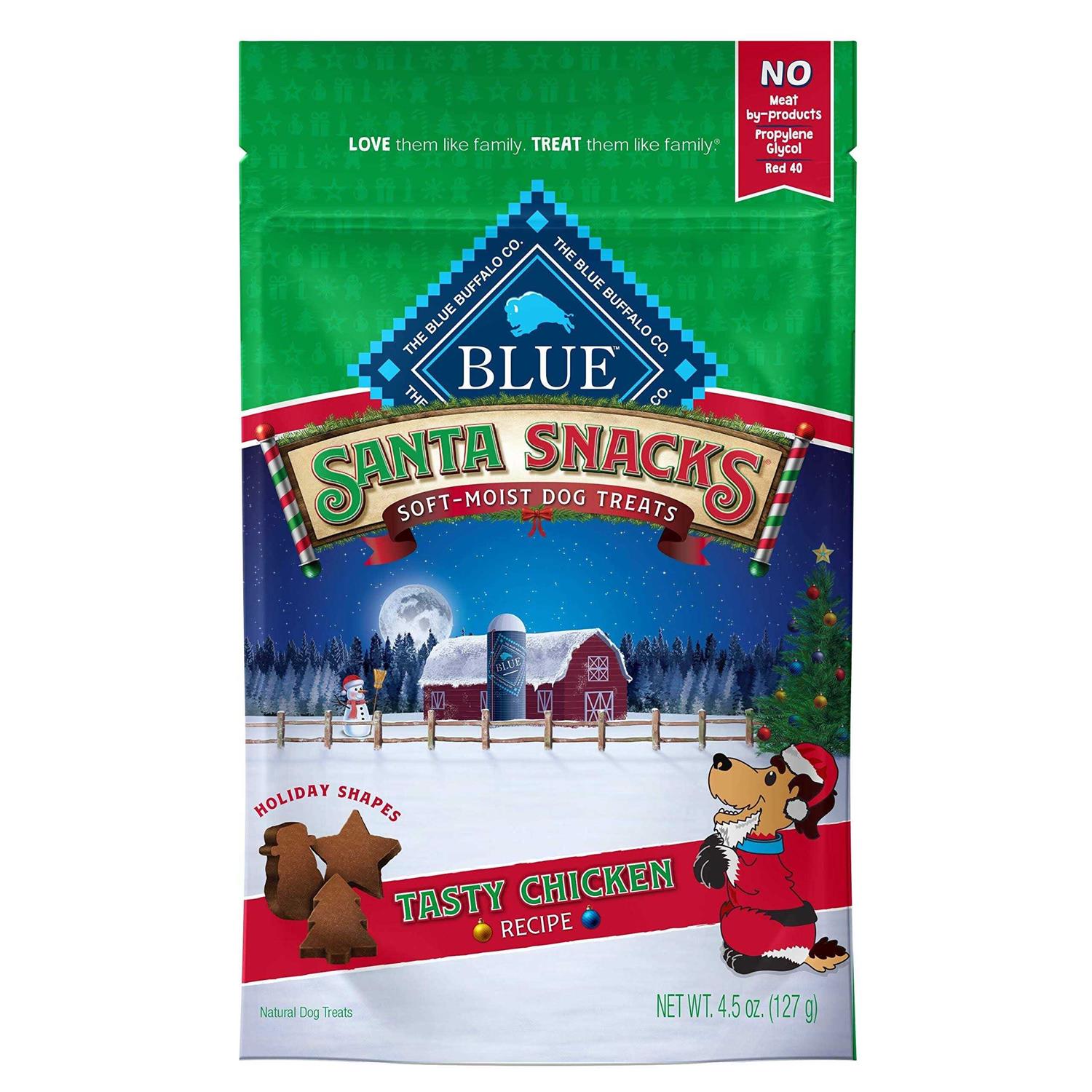 Blue Buffalo Chicken Santa Snacks Natural Soft Dog Treats - Healthber