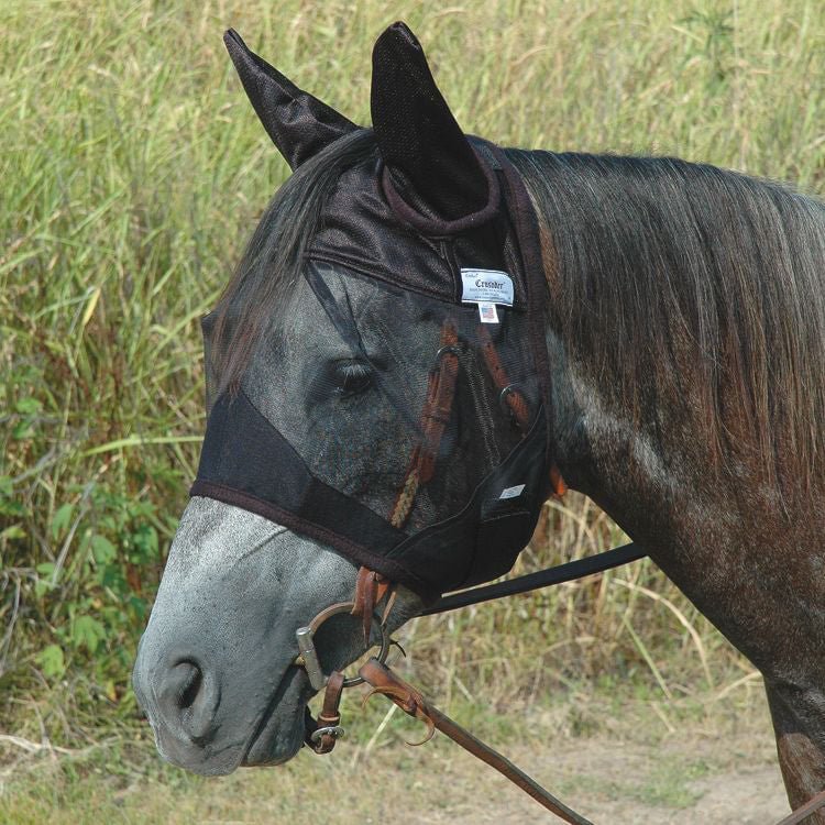 Cashel Crusader Black Quiet-Ride Fly Mask with Ears - Healthber