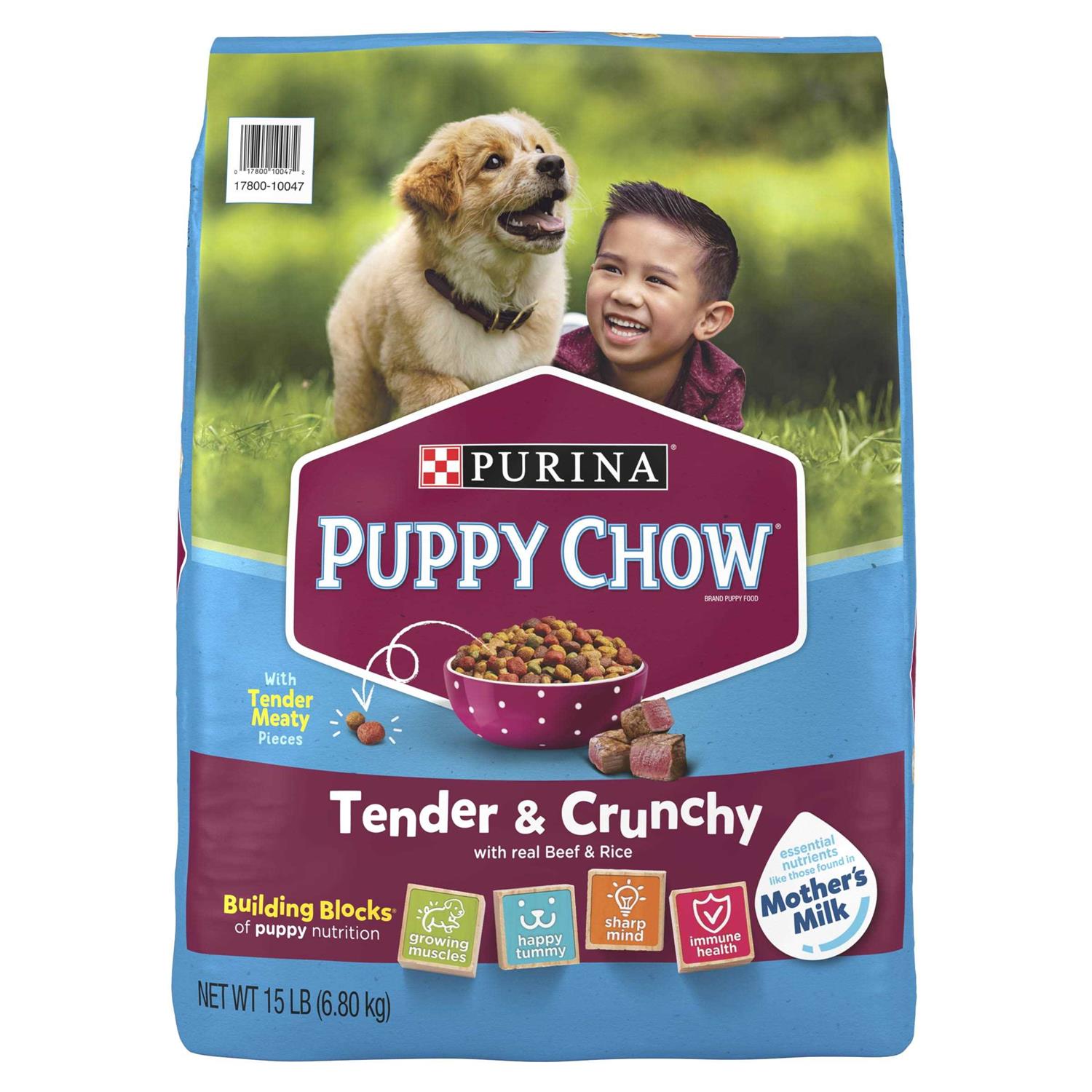 Purina Puppy Chow Tender Crunchy Real Beef Dry Puppy Food - Healthber