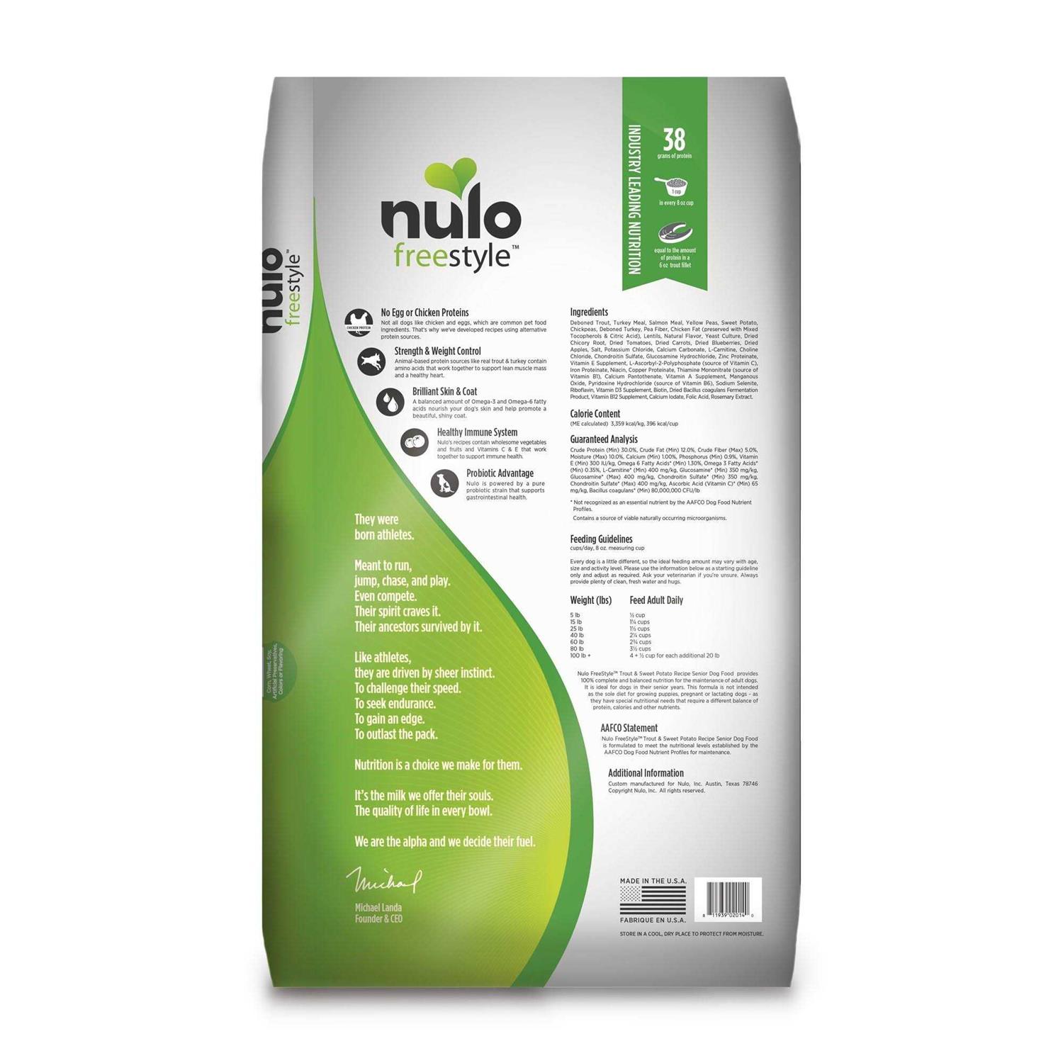 Nulo Freestyle Grain-Free Senior Trout & Sweet Potato Dry Dog Food - Healthber