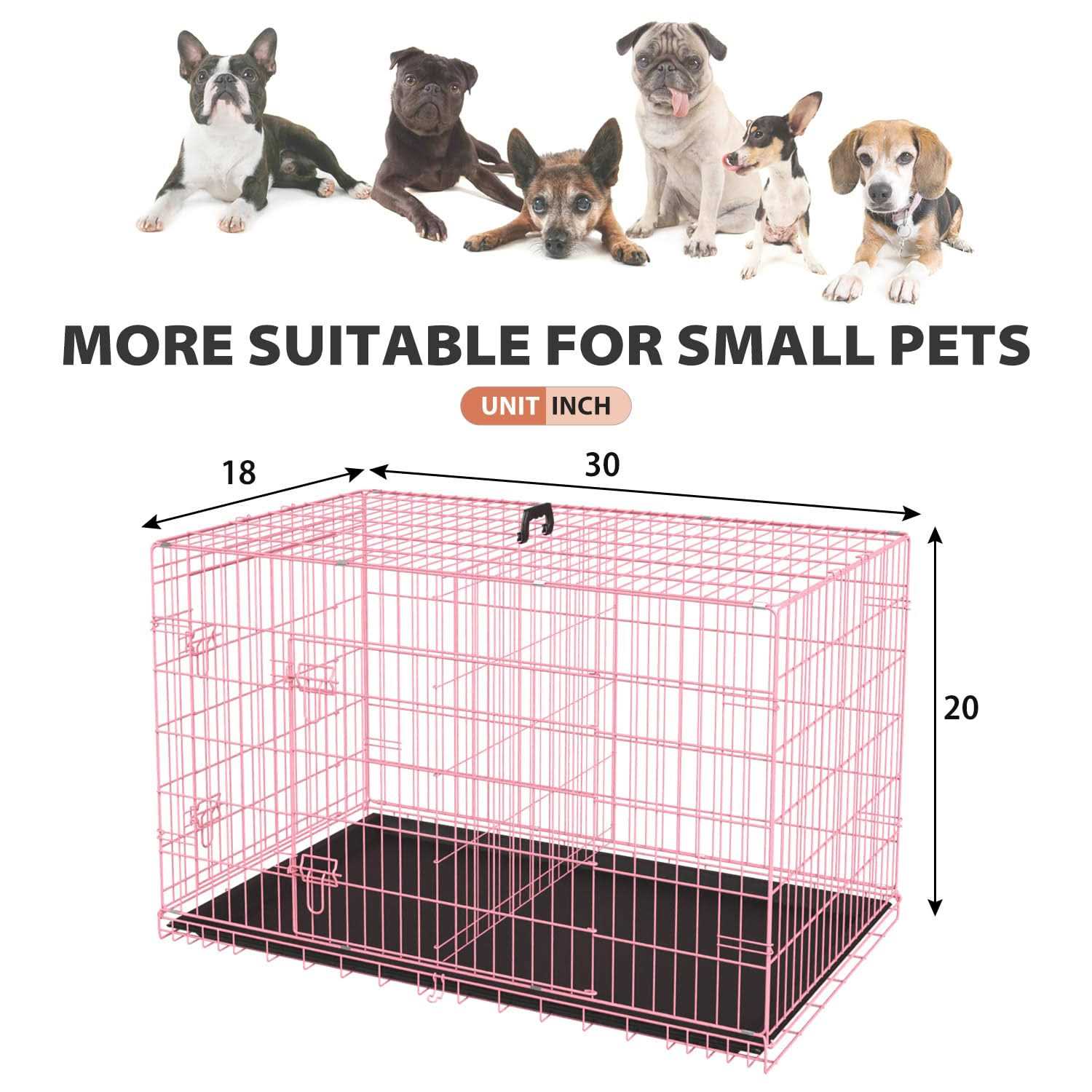 bestpet 24,30,36,42,48 Inch Dog Crates for Large Dogs Folding Mental Wire Crates Dog Kennels Outdoor and Indoor Pet Dog Cage Crate with Double-Door - Healthber