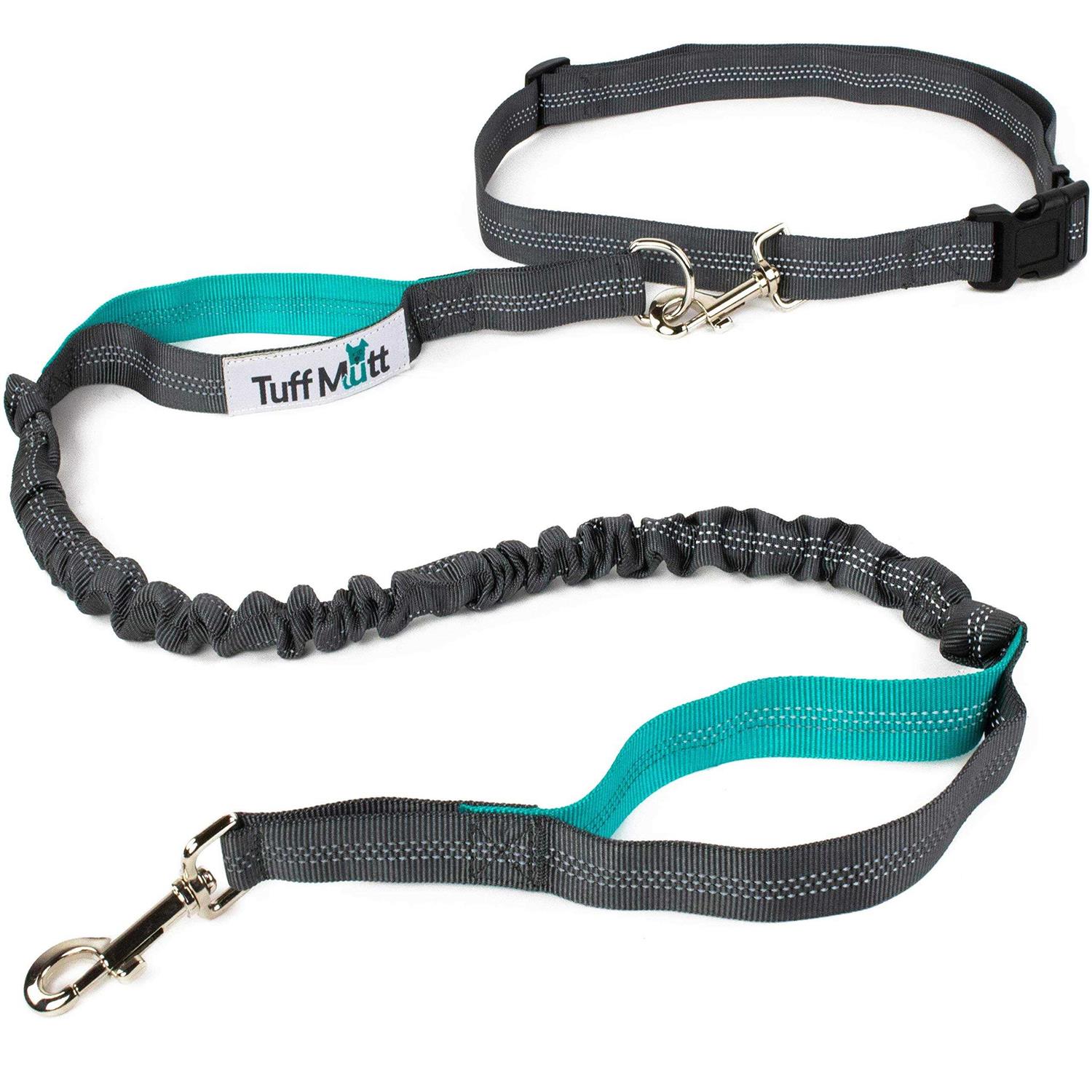 Tuff Mutt Hands Free Dog Leash for Running Walking Hiking Durable Dual-Handle Bungee Leash - Healthber