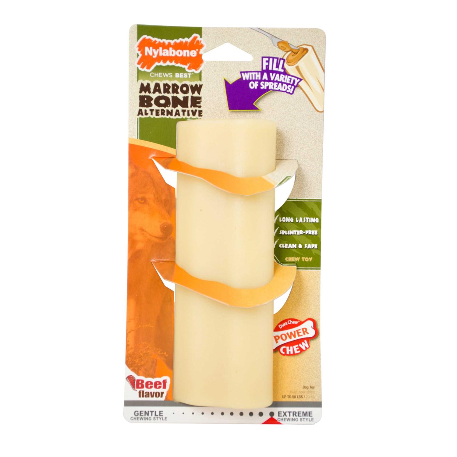 Nylabone Power Chew Giant Marrow Bone Alternative Beef Flavor Dog Chew Toy - Healthber