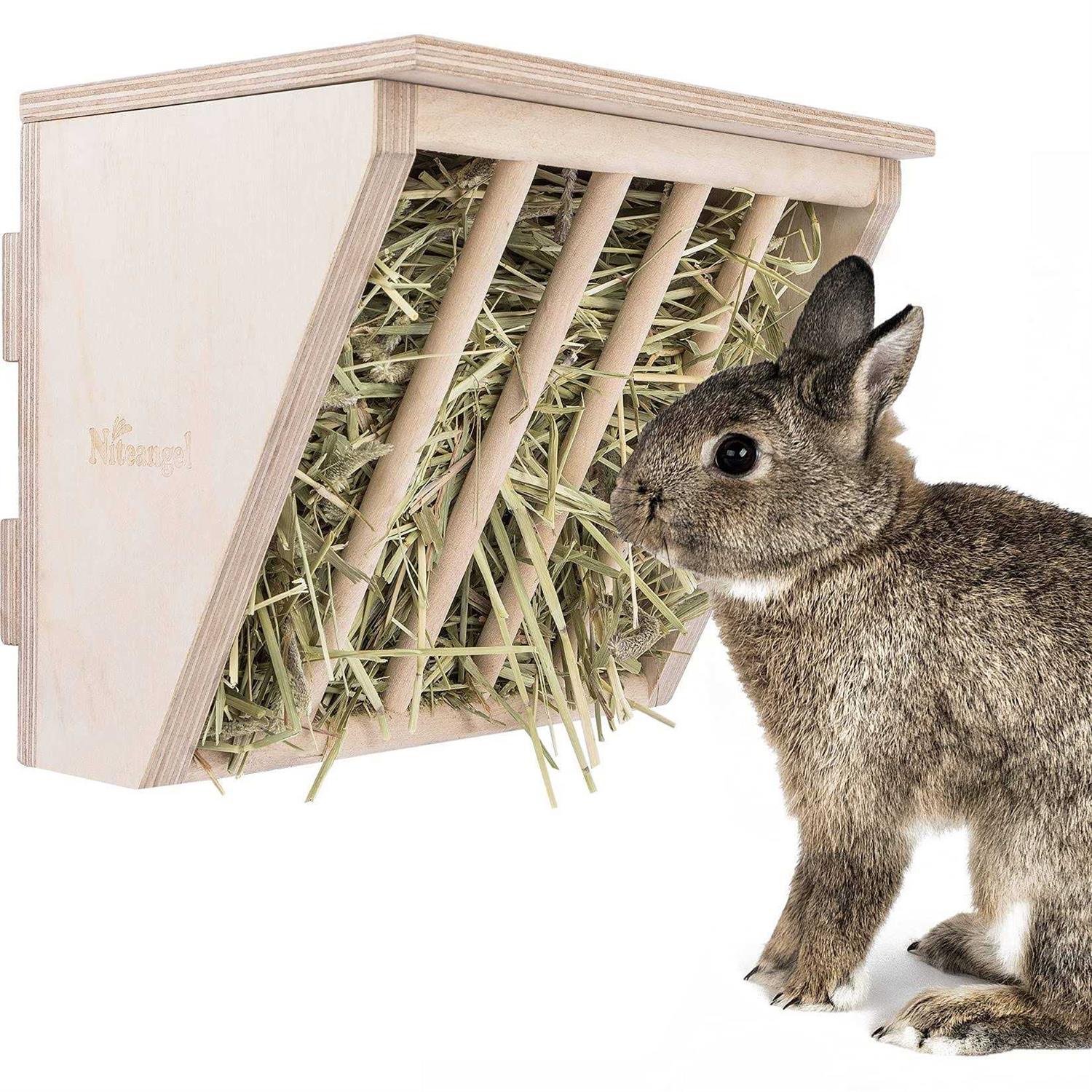 Niteangel Pet Wooden Hay Manger with Seat - Healthber