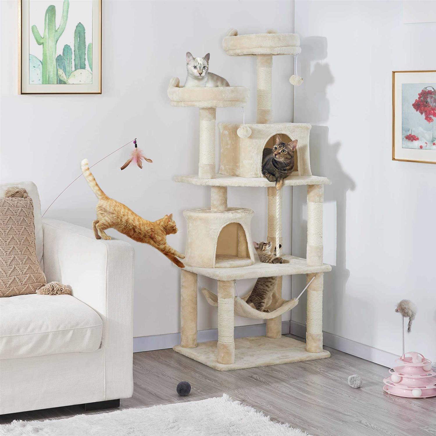 Topeakmart 4-Level Large Cat Tree Condo with 2 Perches - Healthber