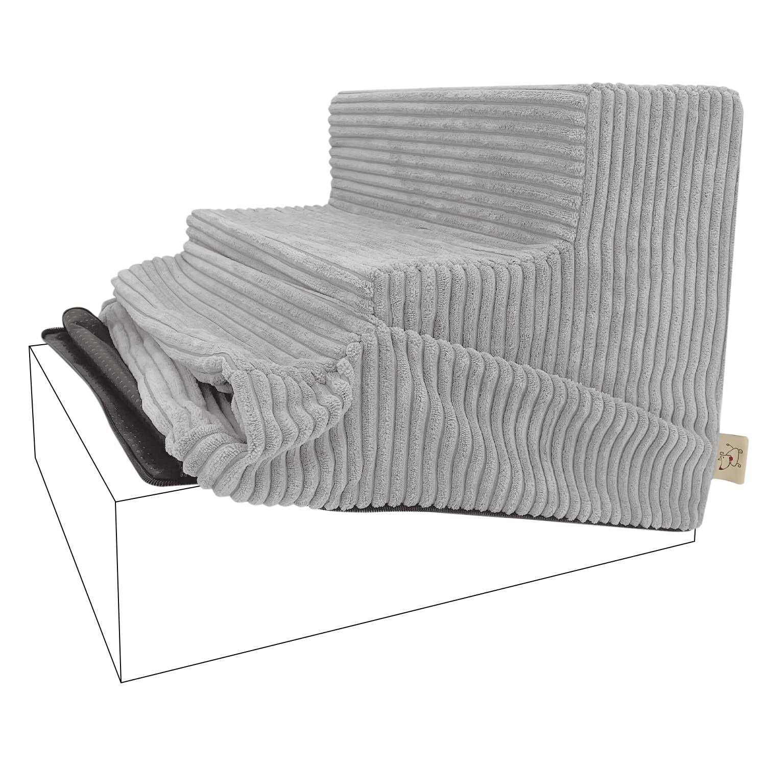 Best Pet Supplies Foam Pet Steps Cover for Small Dogs and Cats, Portable Ramp Stairs for Couch, Sofa, and High Bed Climbing - Healthber