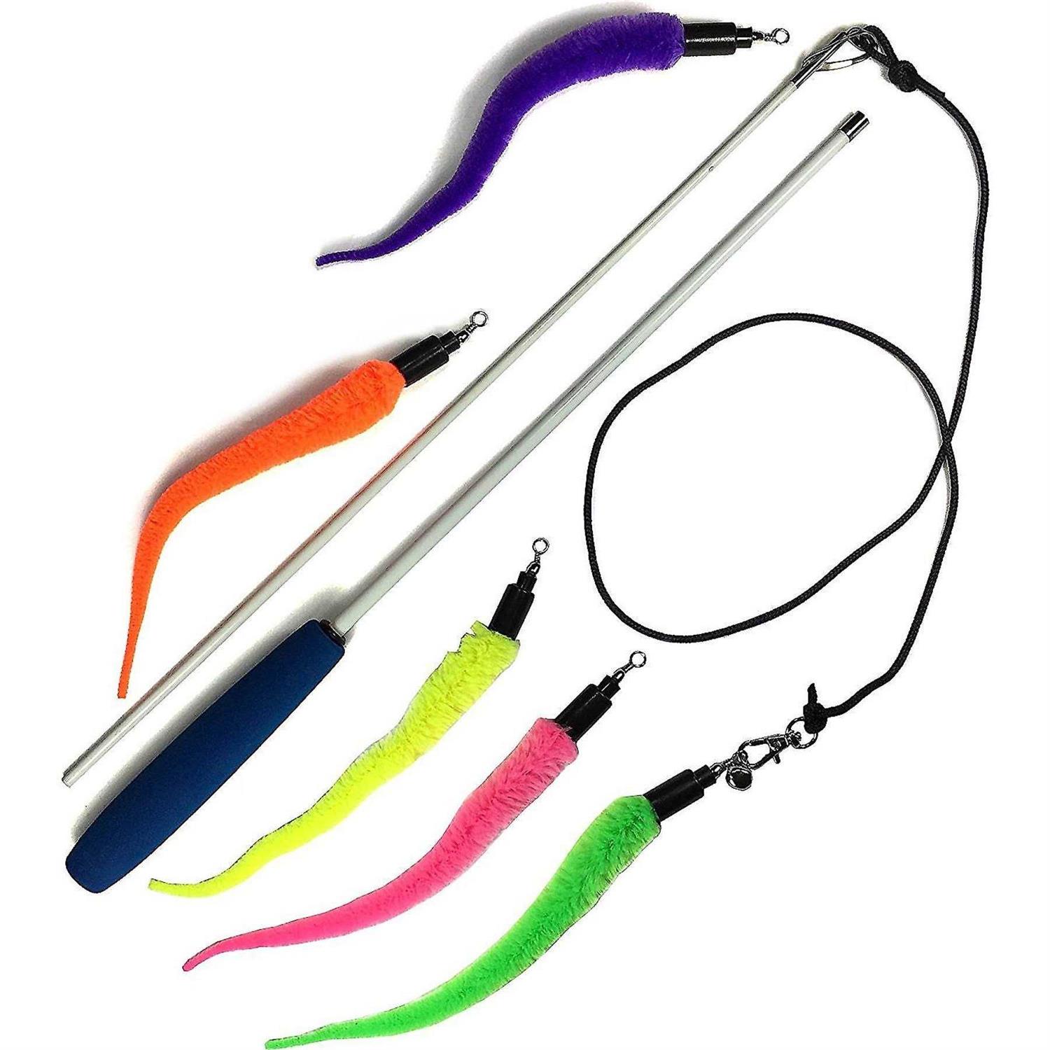 Pet Fit For Life Cat Wand Toy 5-Piece Worm Teaser & Exerciser - Healthber