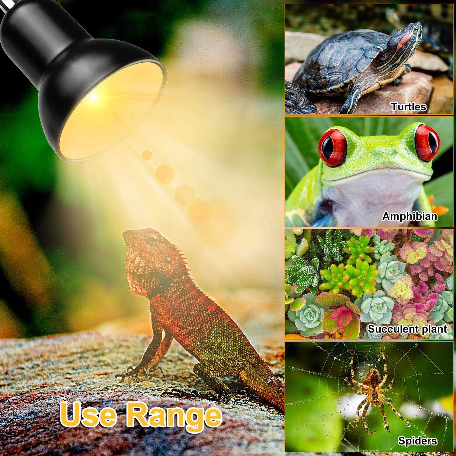 Dallfoll Reptile Heat Lamps Turtle Lamp Uva/UVB Turtle Aquarium Tank Heating Lamps with Clamp - Healthber