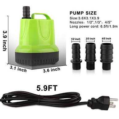 FREESEA GPH Submersible Water Pump for Pond Aquarium Hydroponics Fish Tank Fountain Waterfall - Healthber