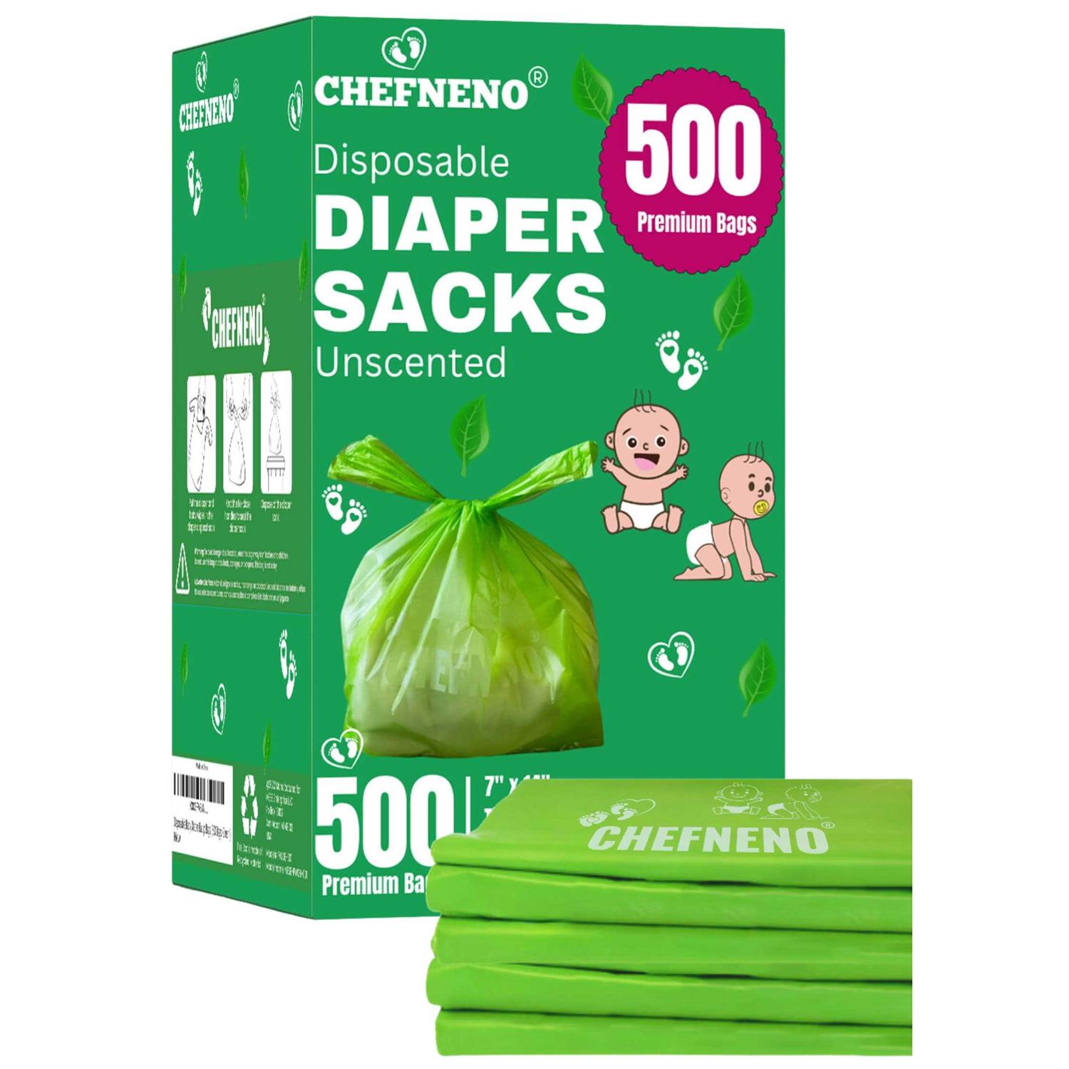 Baby Diaper Bag Disposable Biodegradable Unscented Easy Tie Handles Made w/EPI Additive Diaper Sacks Dog Poop Waste Bags Cat Litter Clump - Healthber