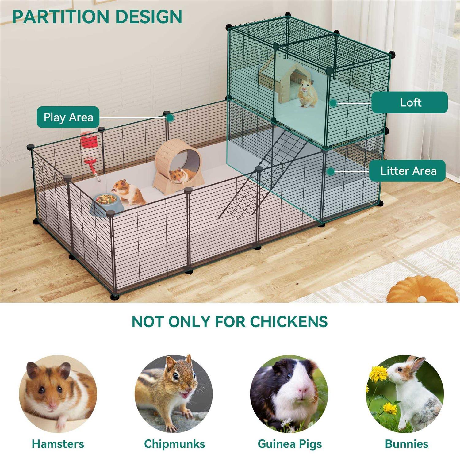YITAHOME Guinea Pig Cage, Indoor C&C Small Animal Cage with Waterproof Plastic Liner Playpen for Bunny, Chinchilla and Hamster - Healthber