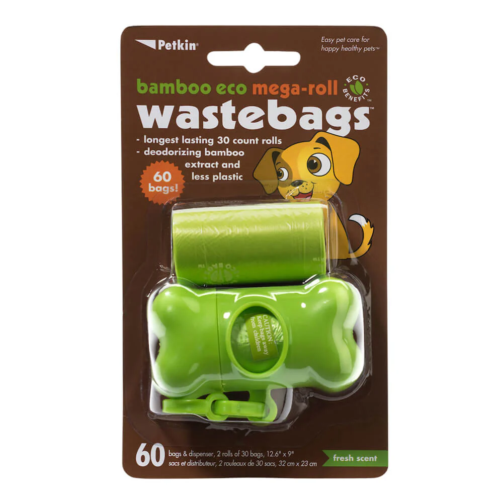 Bamboo Eco Mega-Roll Waste Bags - 60 ct with Dispenser - Healthber