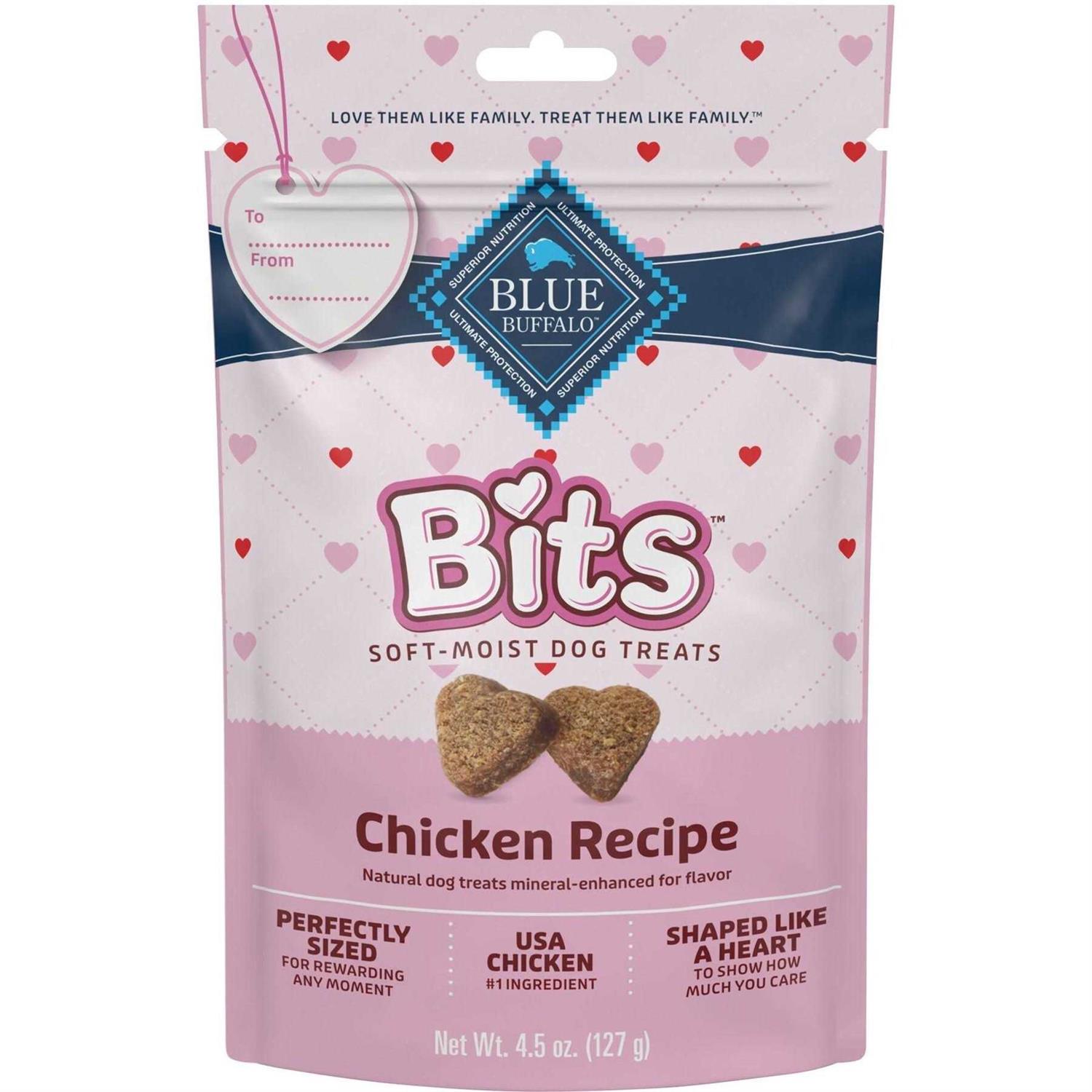 Blue Buffalo Valentine Blue Bits Chicken Recipe Natural SoftMoist Training Dog Treats - Healthber