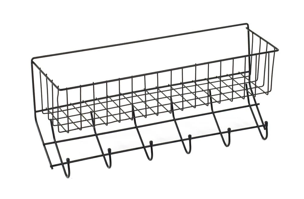 Wire 6-Hook Tack Rack with Basket - Healthber