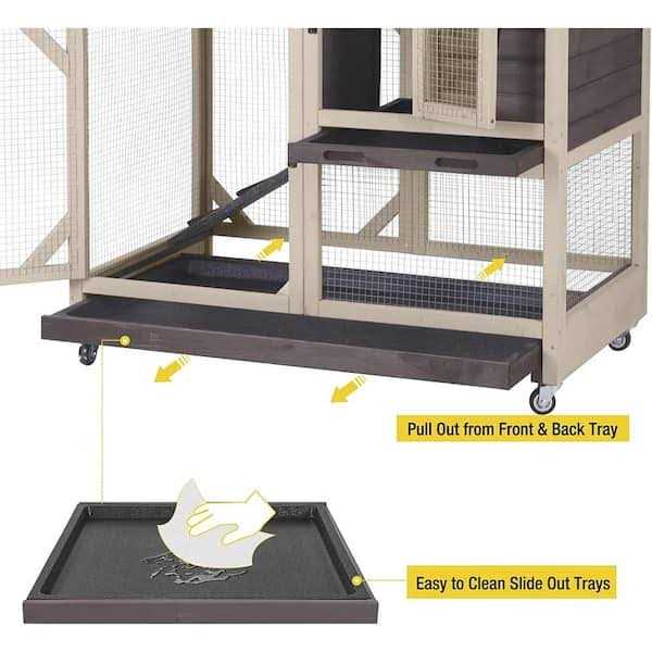 Aivituvin Large Indoor Rabbit Hutch with Pull out Tray - Healthber