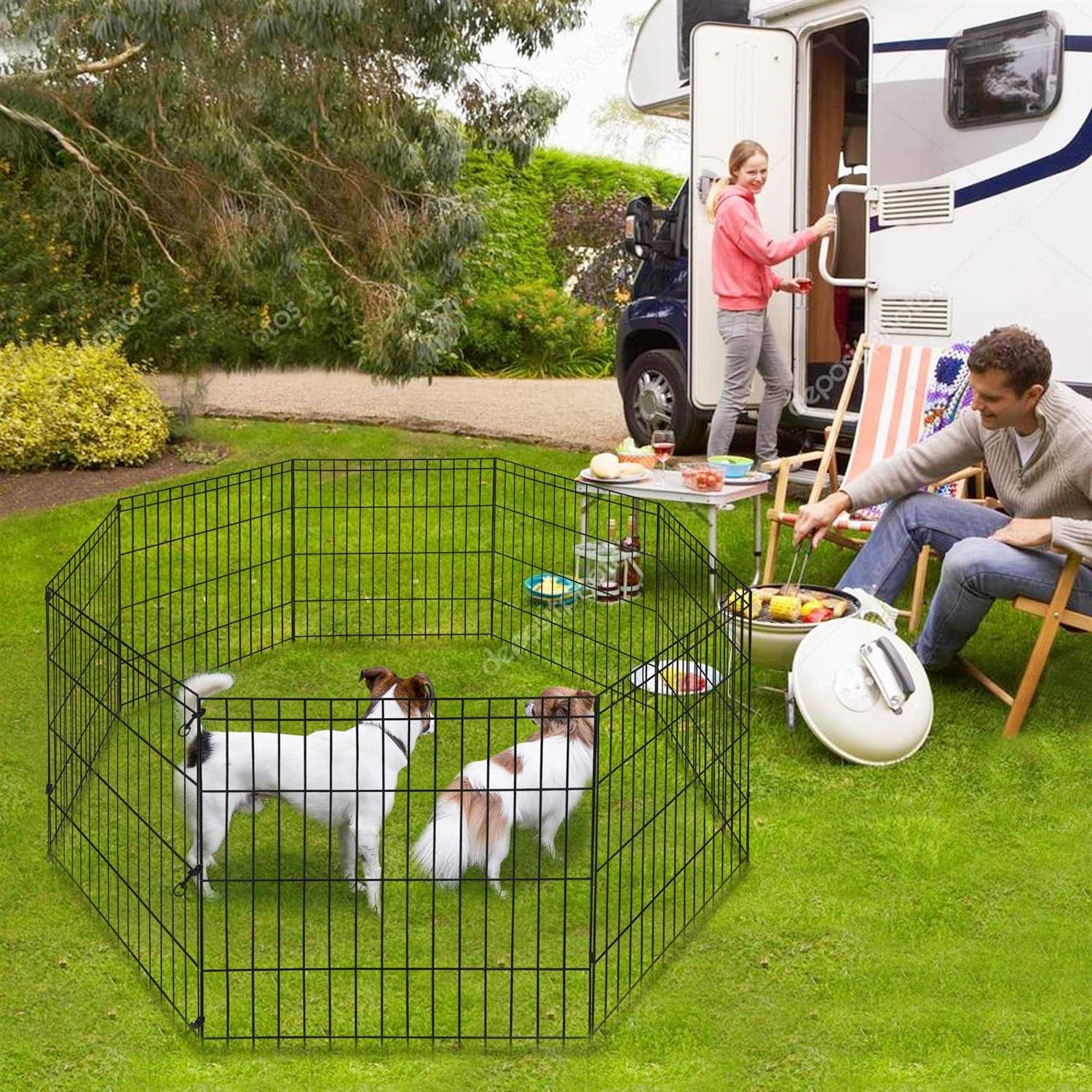 Pet Republic 2430364248 Inch Pet Playpen Puppy Playpen Dog Exercise Pen Indoor Outdoor Folding Dog Fence for Small Animals 8 Panel - Healthber
