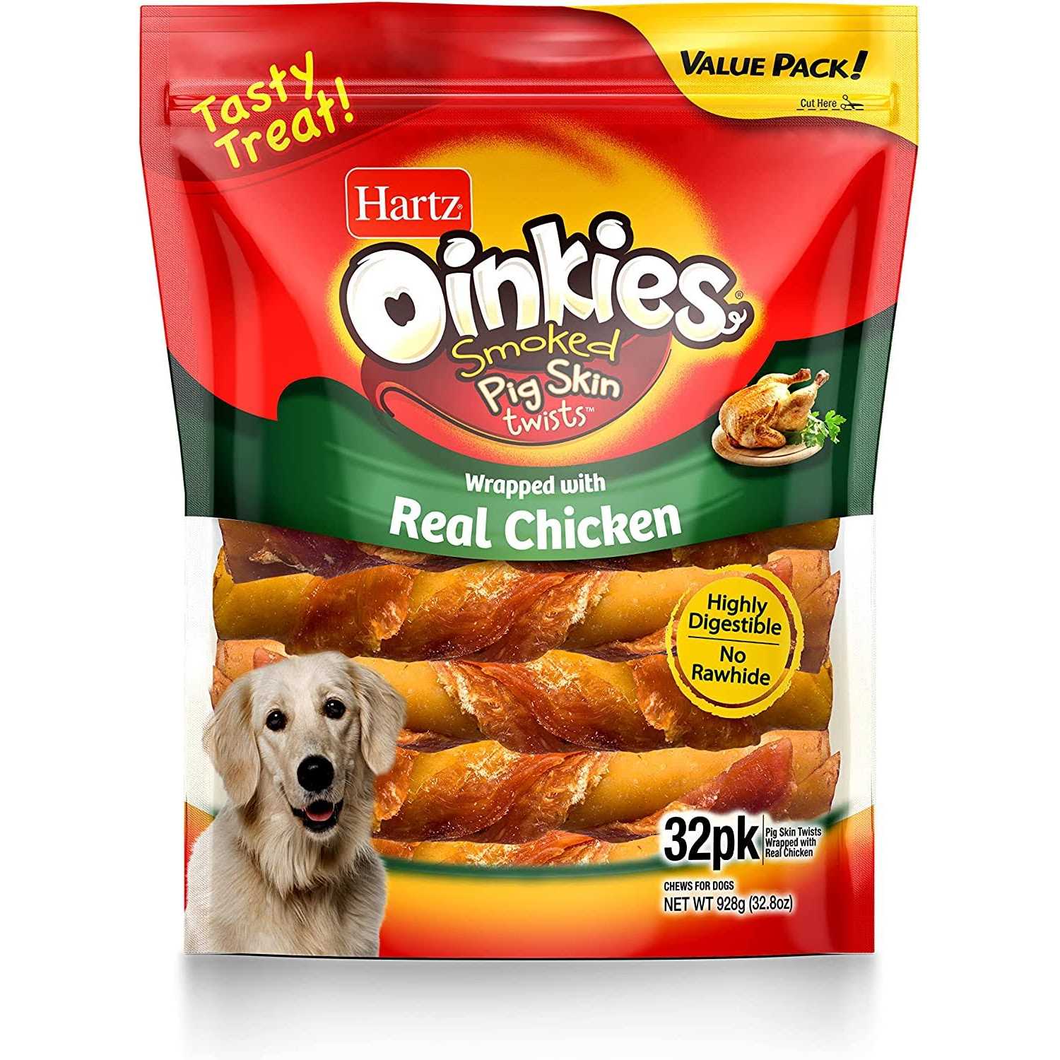 Hartz Oinkies Porkalicious Smoked Pig Skin Twists Dog Treats - Healthber