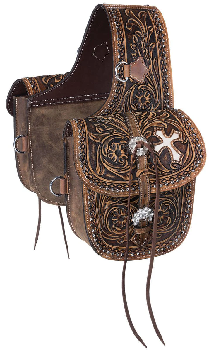 Antique Tooled Leather Saddle Bag - Healthber