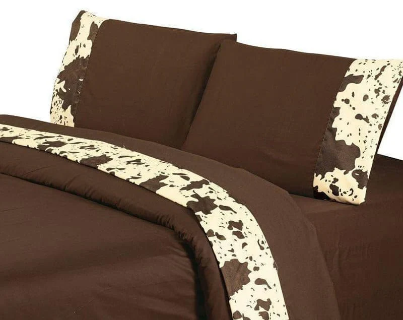 Cowhide 4 Piece Sheet Set, 100% Cotton 350 Thread Count - Healthber