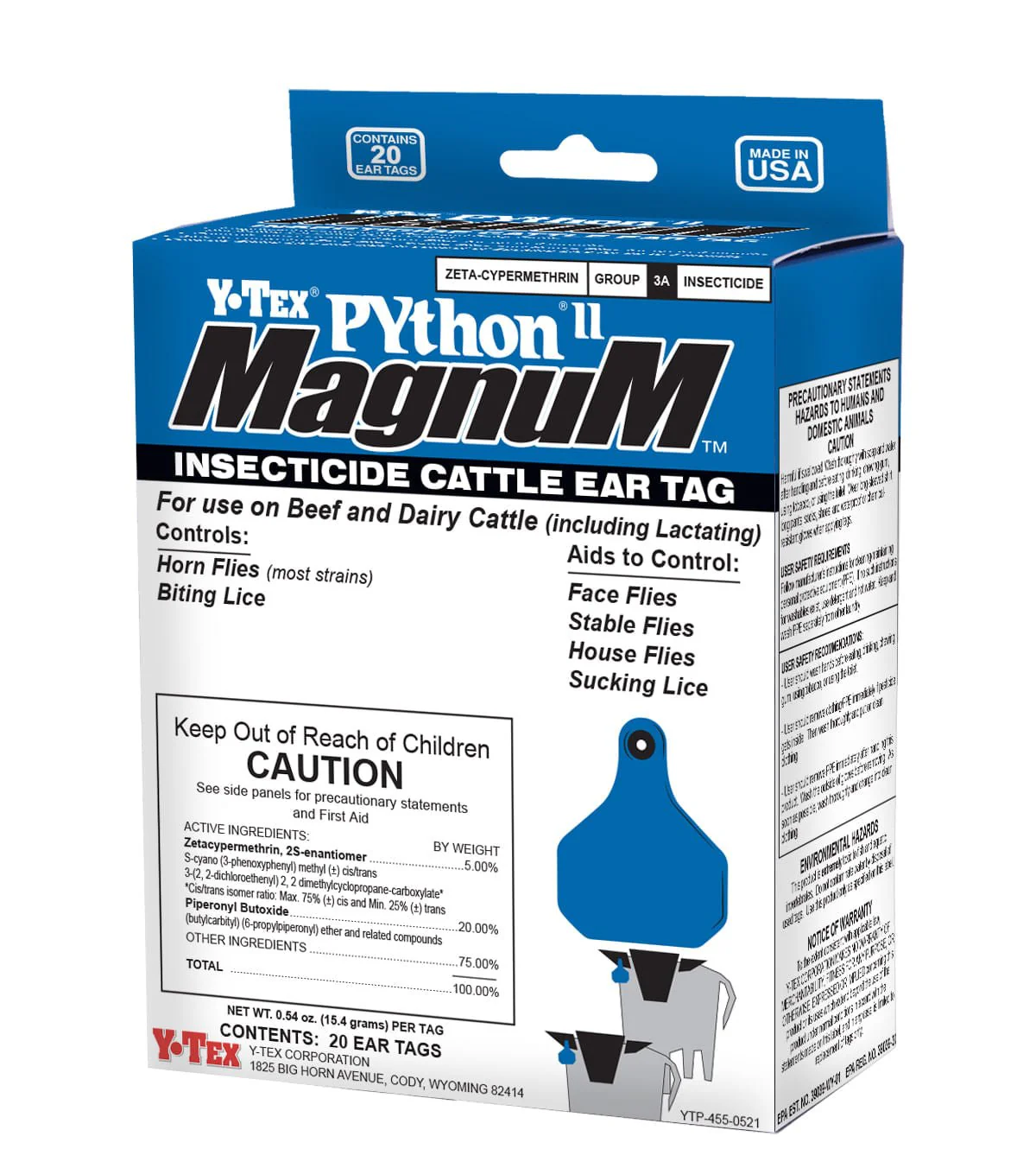 Python II Magnum Insecticide Cattle Ear Tags, 20 pack - Healthber