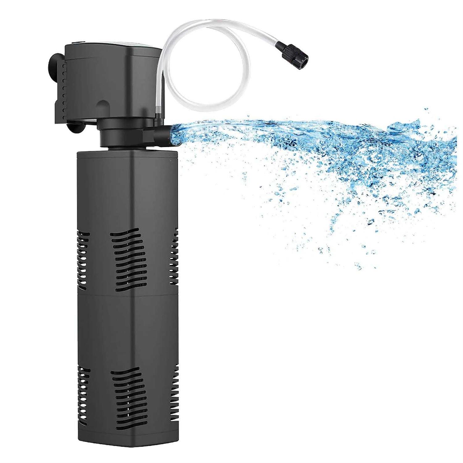 TARARIUM Aquarium Filter for 40-150 Gal. Tank Crystal 300gph Biochemical Filtration Powerful Pump Submersible Internal Fish Tank Filters Large Tank - Healthber