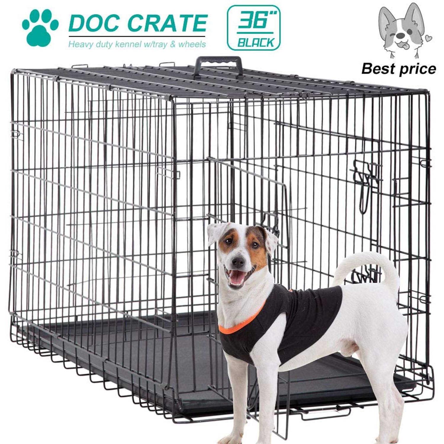 Dkelincs Dog Crates for Indoor Dogs Folding Dog Cages Dog Kennels Pet Animal Cage Crate with Double-Door,Tray,Handle for Dog - Healthber