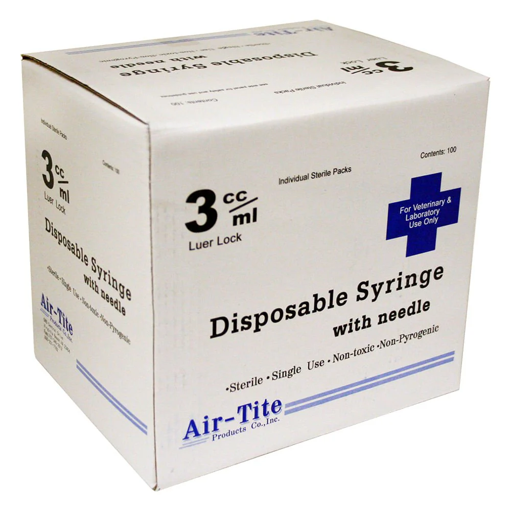 Air-Tite Luer Lock Syringes with Needles, 100 Count - Healthber