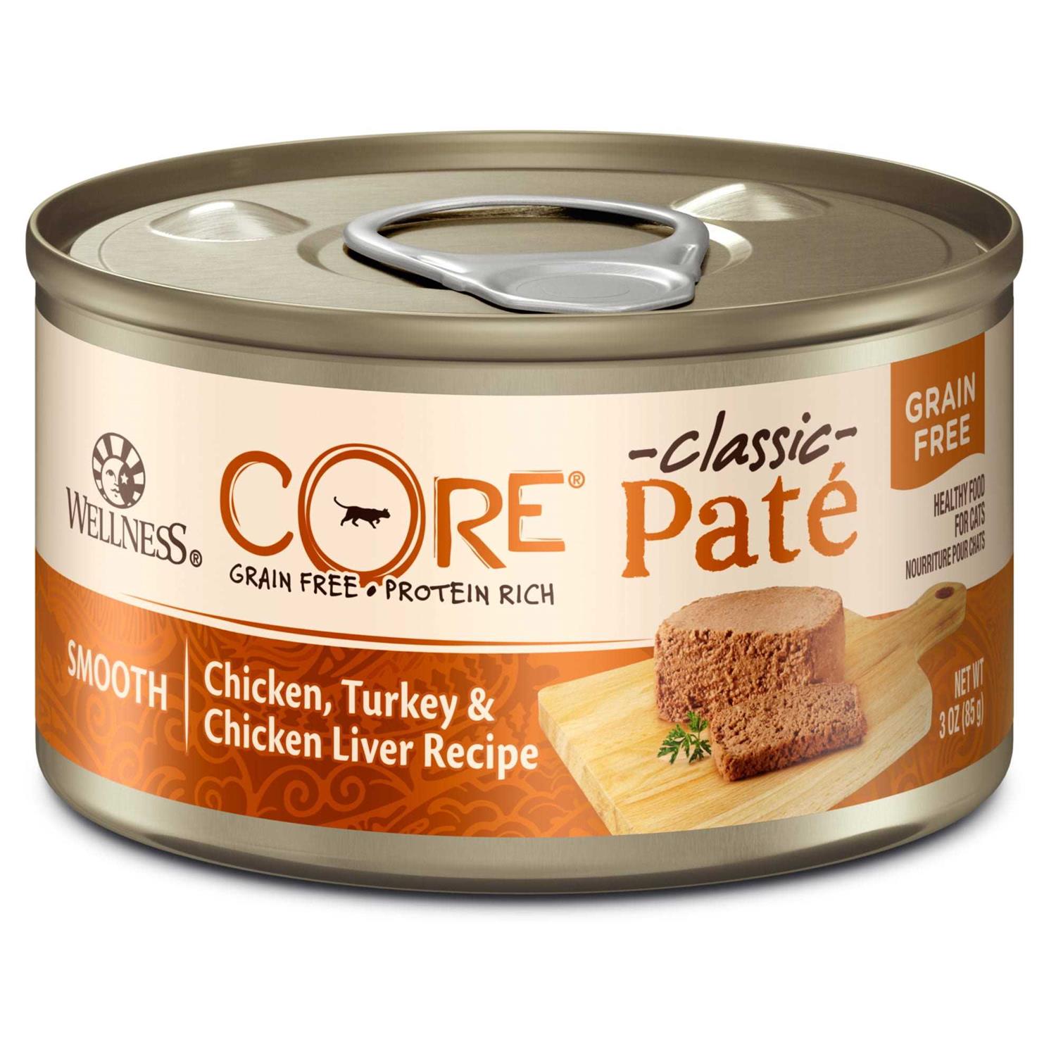 Wellness CORE Natural Grain-Free Chicken Turkey & Chicken Liver Pate Canned Cat Food - Healthber