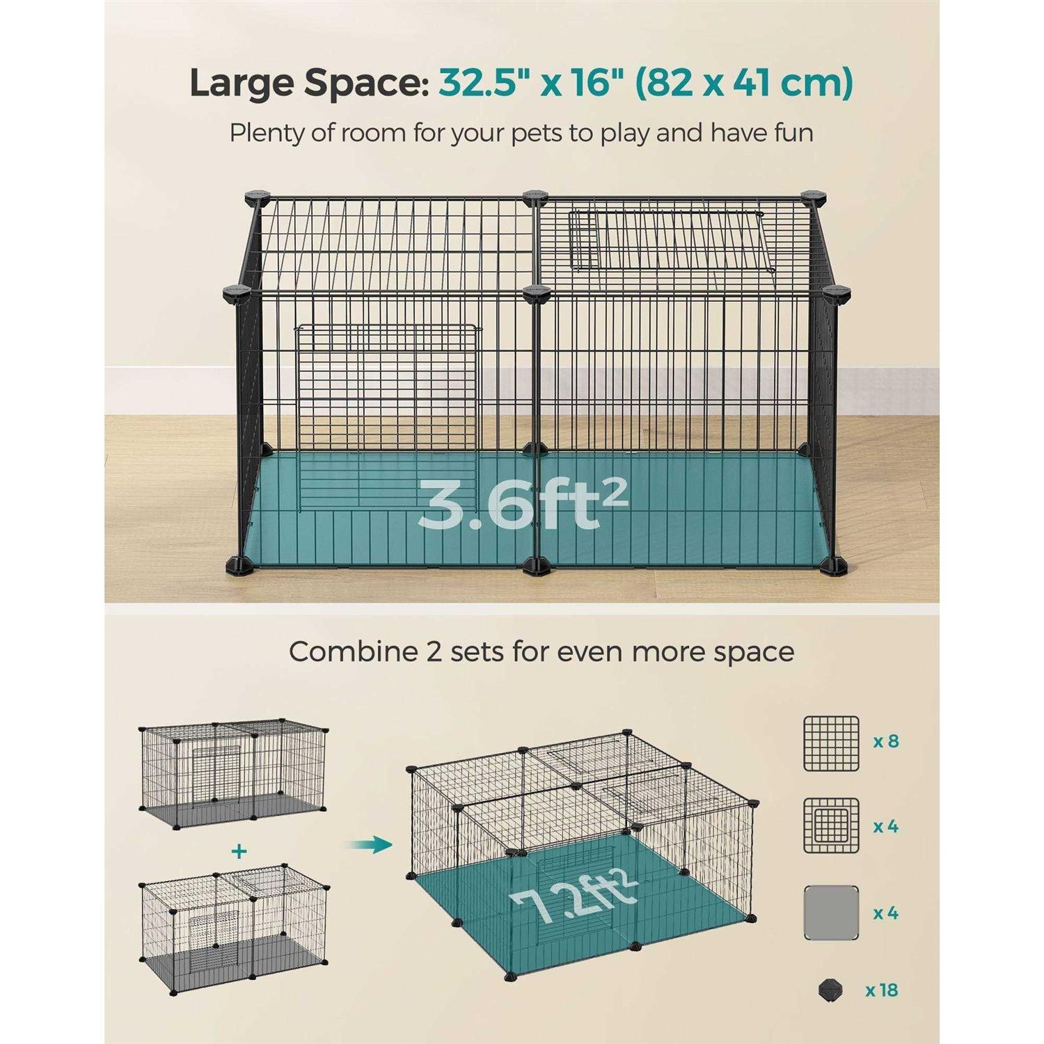 SONGMICS Small Animal Playpen with Top and Base - Healthber