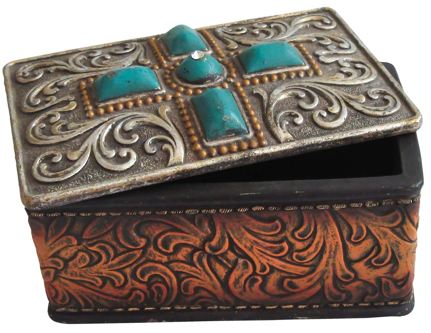 Turquoise Stones Jewelry & Trinket Box - Healthber