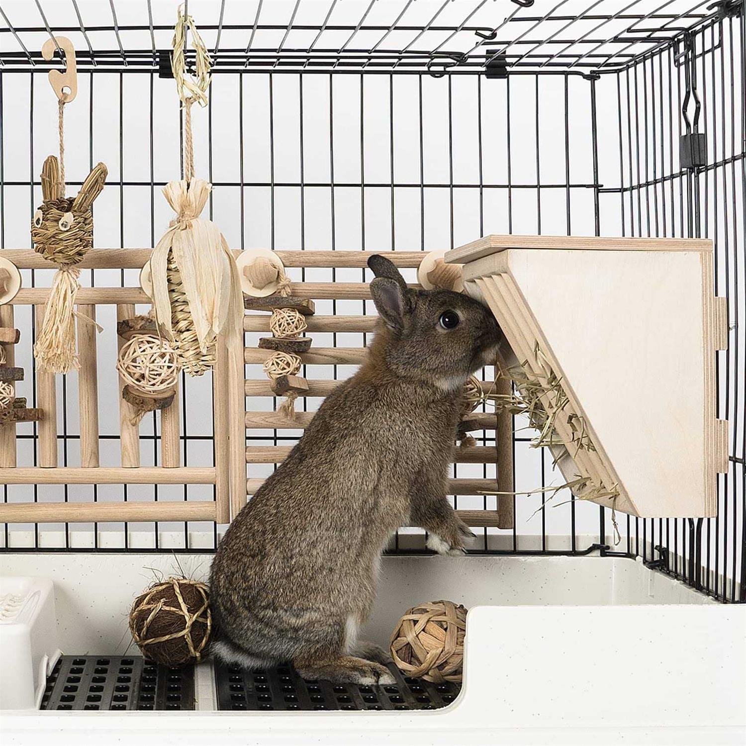 Niteangel Pet Wooden Hay Manger with Seat - Healthber