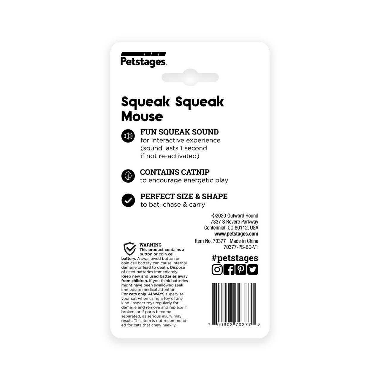 Petstages Squeak Squeak Mouse Cat Toy - Healthber