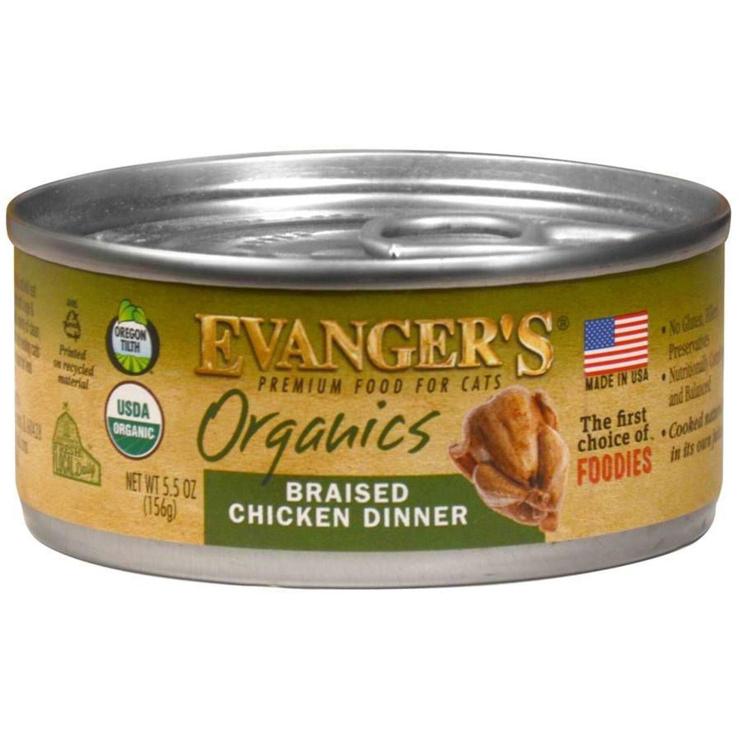 Evanger’s Organic Braised Chicken Canned Cat Food - Healthber