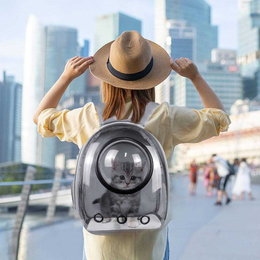 Floofi Space Capsule Backpack Dog Cat Pet Travel Carrier Grey - Healthber