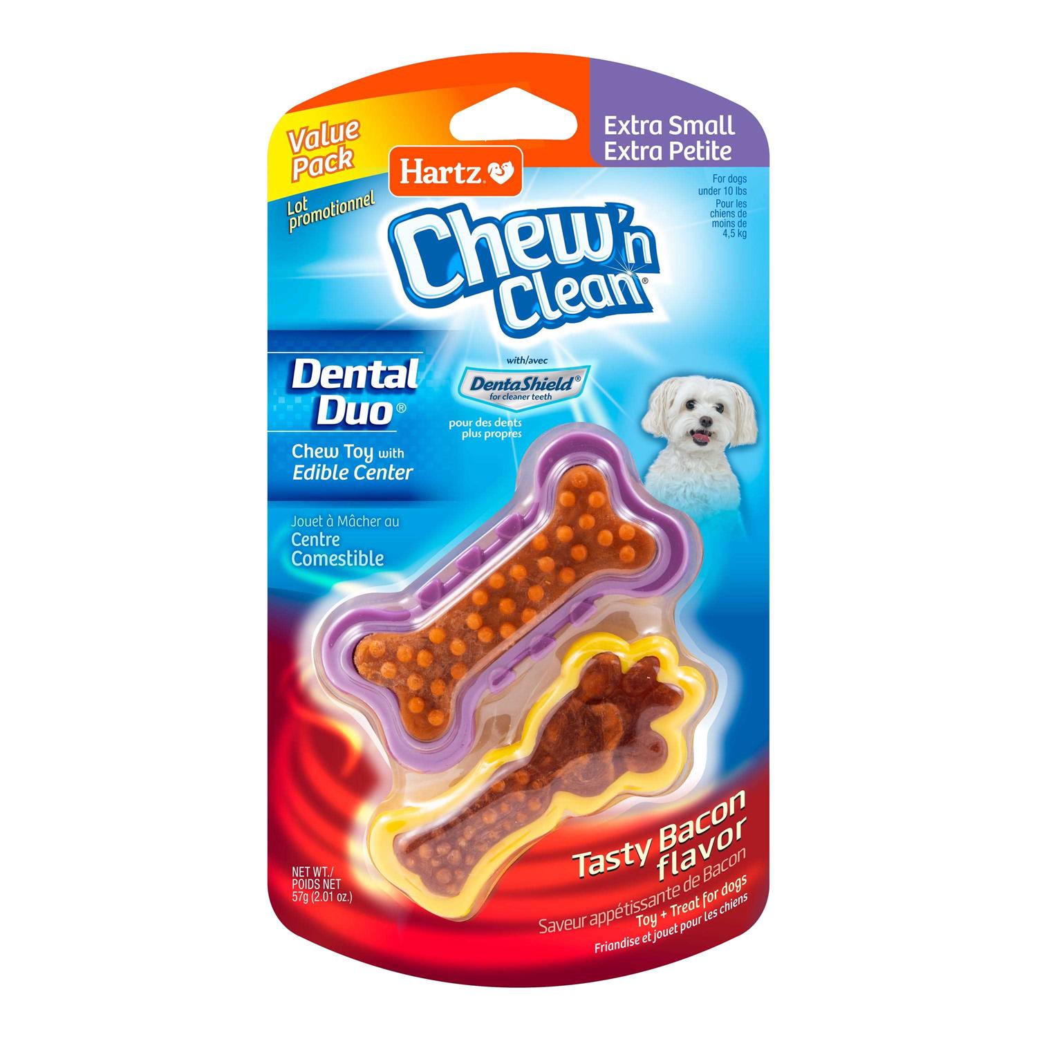 Hartz Chew ‘n Clean Dental Duo Dog Chew Toy Treat - Healthber