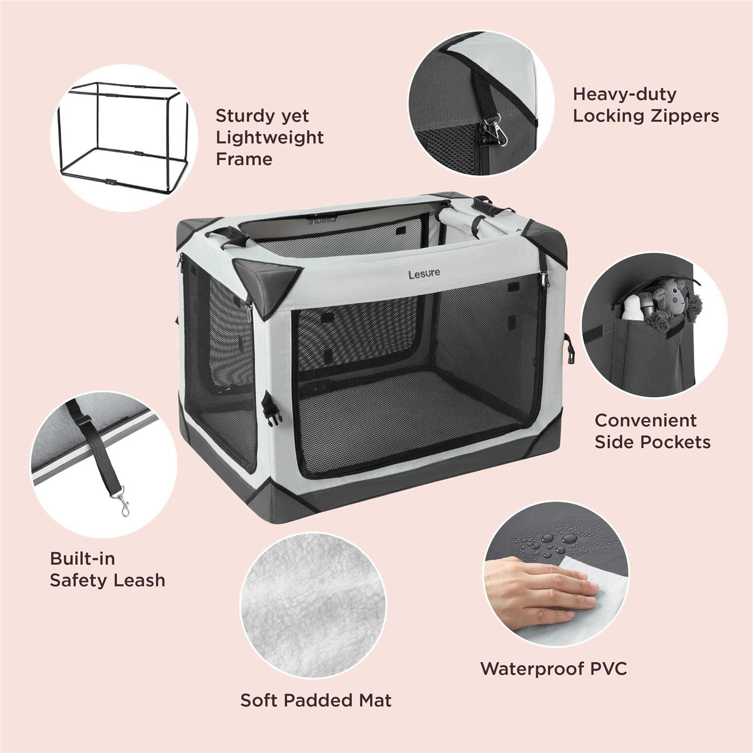 LE SURE Lesure Collapsible Dog Crate Portable Dog Travel Crate Kennel Dog - Healthber
