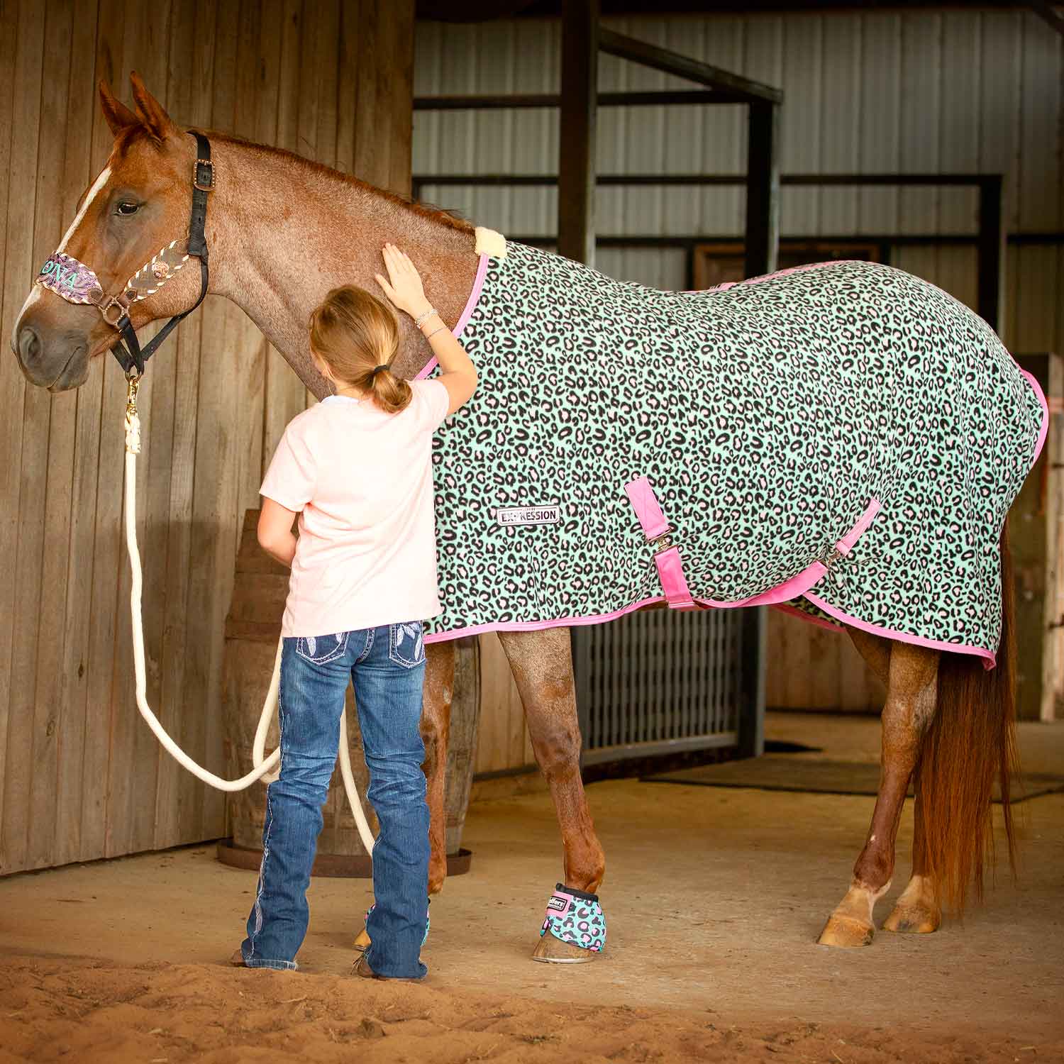 Expression Standard Neck Fleece Horse Cooler, Party Cheetah - Healthber