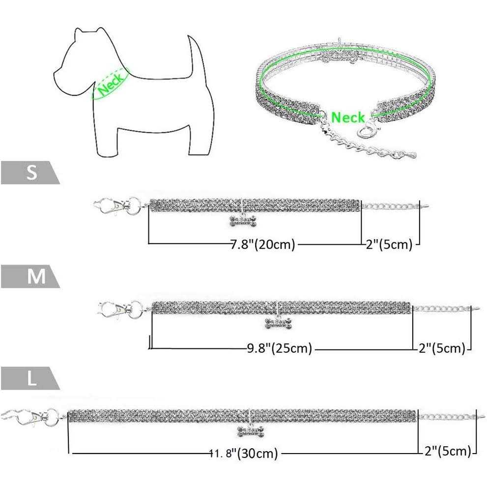 RayMinsino Pet Collar with Diamonds, Adjustable Crystal Diamond Elastic Heart Claw Pendant Wedding cat and Dog Small Pet Necklace Jewelry - Healthber