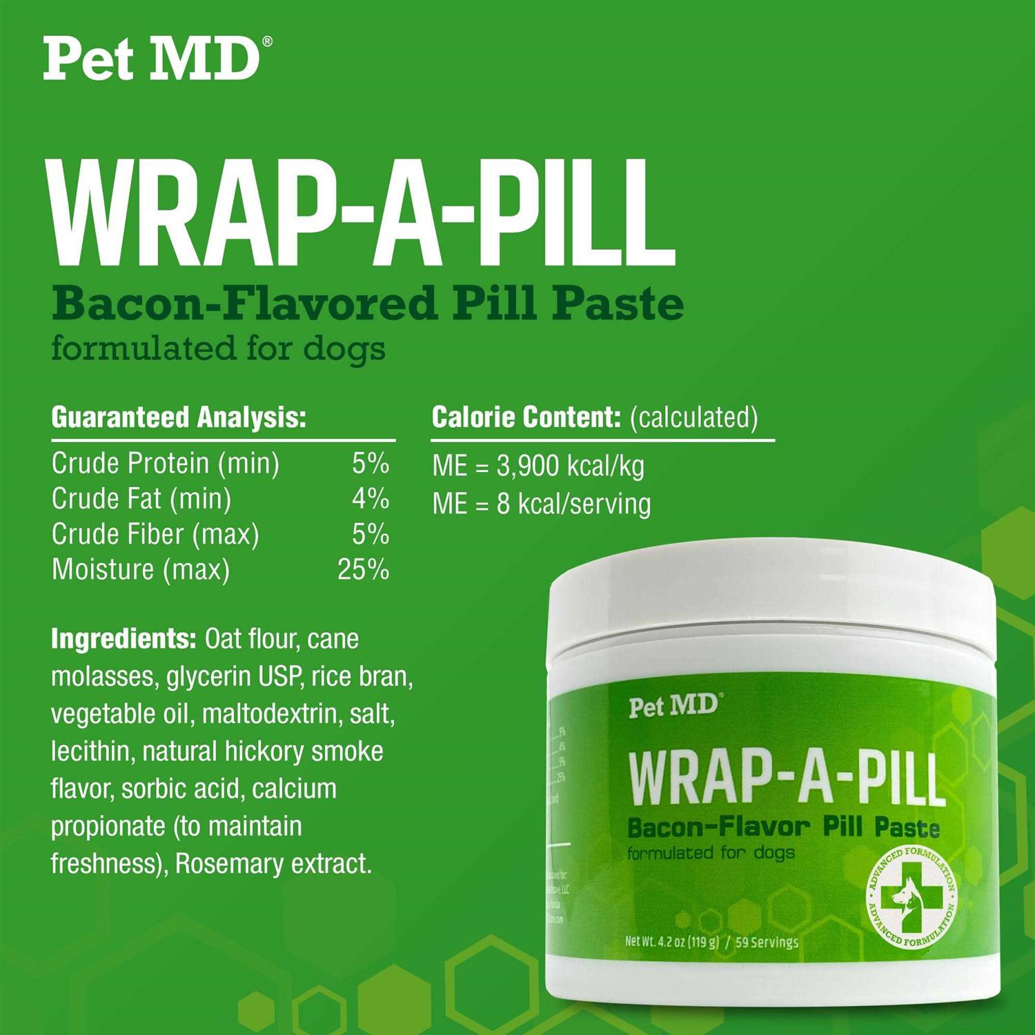 Pet MD Wrap-A-Pill Bacon Flavor Pill Paste Dog & Cat Supplement - Healthber