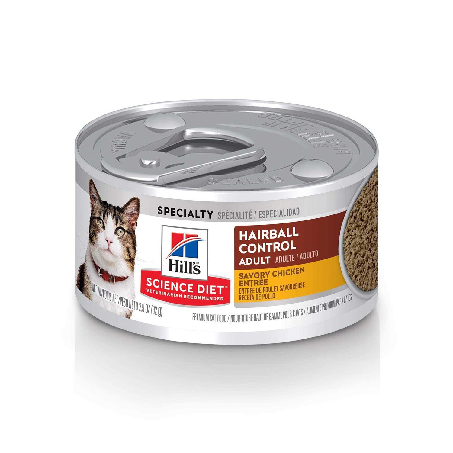 Hill&s Science Diet Adult Hairball Control Savory Chicken Entree Canned Cat Food - Healthber