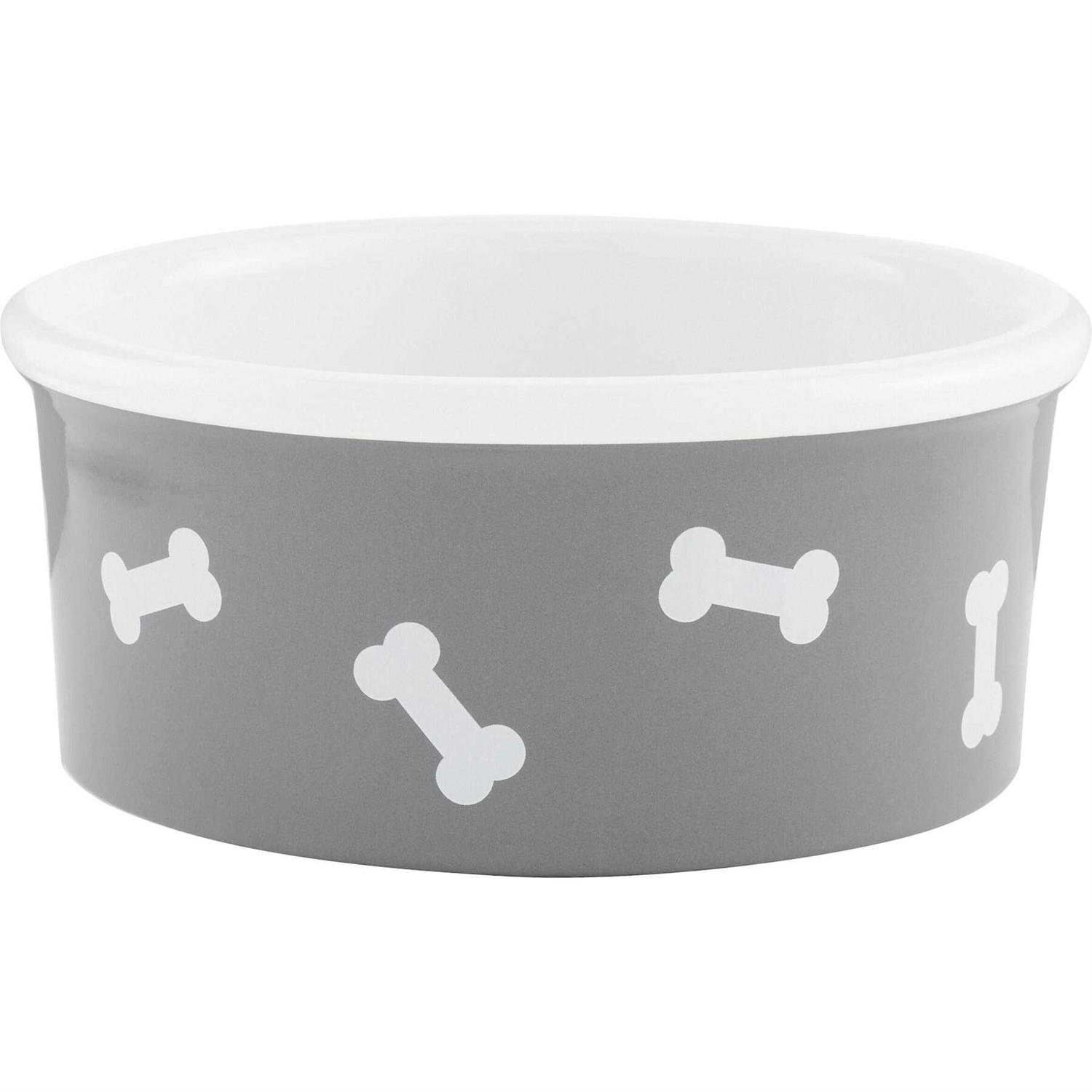 Signature Housewares Bones Non-Skid Ceramic Dog Bowl - Healthber