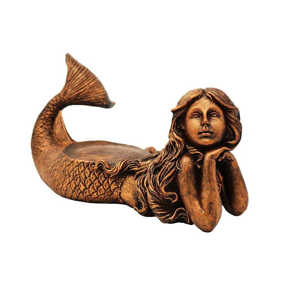 New Mystical Mermaid Decorative Gold Antiqued Glass Fish Bowl Tabletop Aquarium or Terrarium or Candle Holder - Healthber