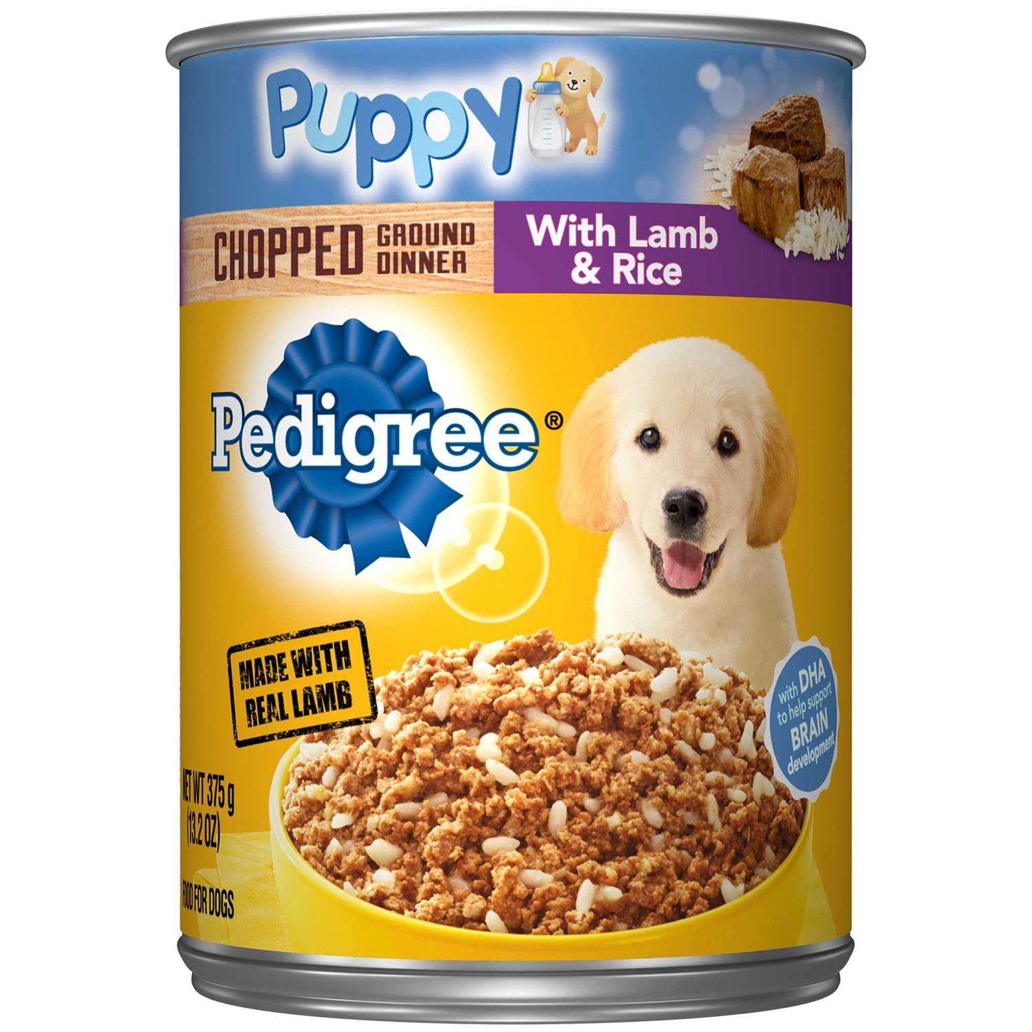 Pedigree Puppy Chopped Ground Lamb & Rice Recipe Wet Canned Dog Food, 13.2-oz can, case of 12 - Healthber