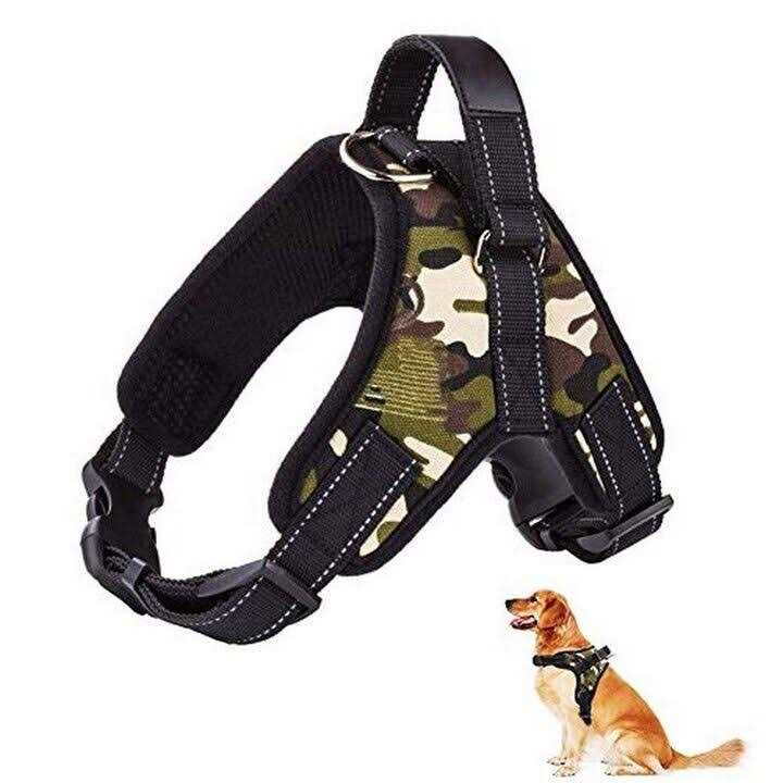 FakeFace Heavy Duty Adjustable Pet Puppy Dog Safety Harness with Leash Lead Set Reflective No-Pull Breathable Padded Dog Leash Collar Chest Harness Vest - Healthber