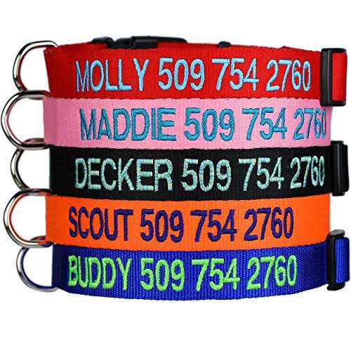 GoTags Personalized Dog Collar, Custom Embroidered with Pet Name and Phone Number and and - Healthber