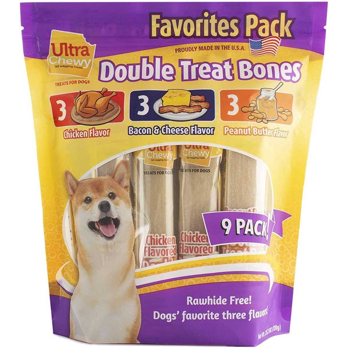 Ultra Chewy Double Treat Bones Dog Treats Made in The USA - Healthber