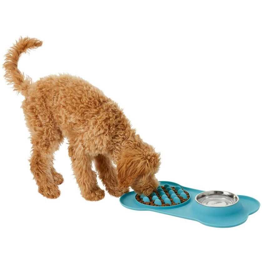 Frisco Silicone Slow Feeder Mat with Stainless Steel Bowl - Healthber