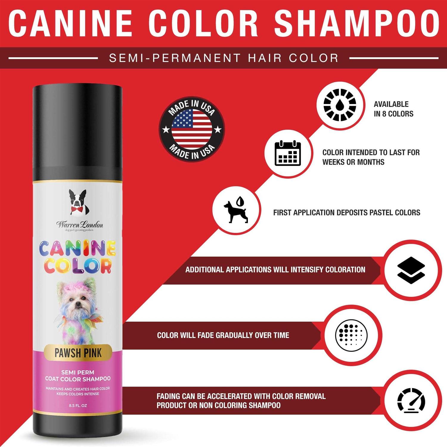 Warren London Canine Color Semi Perm Coat Color Shampoo for Dogs - Healthber